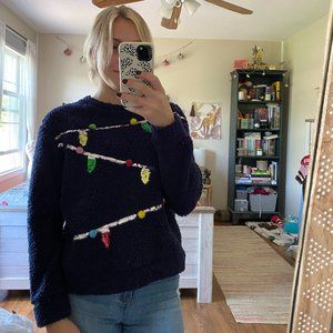 💖 3 for $35 Vintage Refresh Navy Sherpa Holiday Lights Sweater